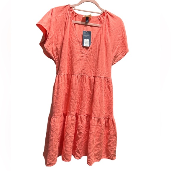 Universal Thread coral pink Women's Flutter Short Sleeve Mini Skater Dress - Picture 4 of 6
